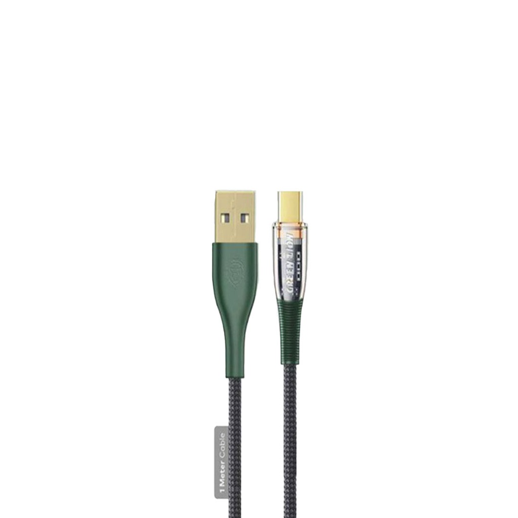 Green Lion Braided USB-A to Type-C Transparent Cable 1M - Black