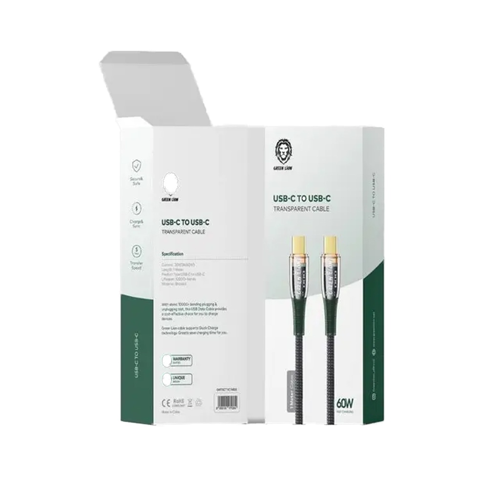 Green Lion USB-C to Type-C Transparent Cable