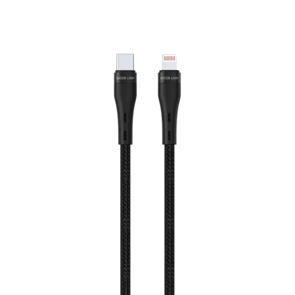 Green Lion USB-C to Lightning Braided Cable 20w - Black