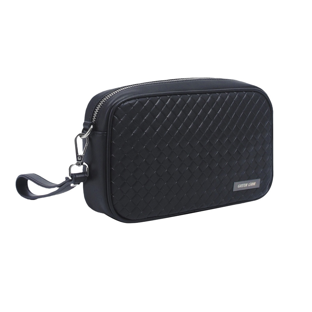 Green Lion Verso Clutch Bag - Black