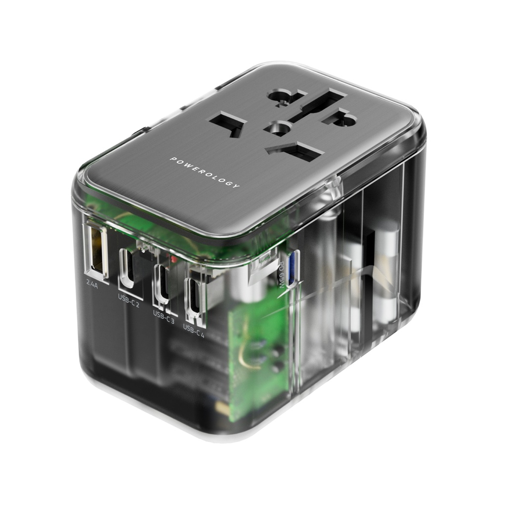 Powerology Universal Multi-Port Travel Adapter PD 65W