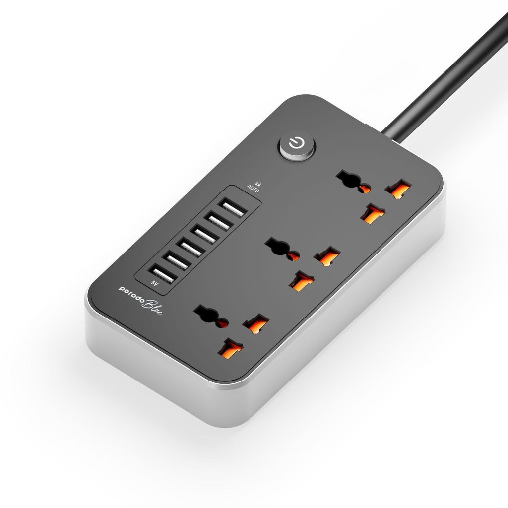 Porodo Blue Multi-Port Power Hub Ultimate Home & Office Kit 2M