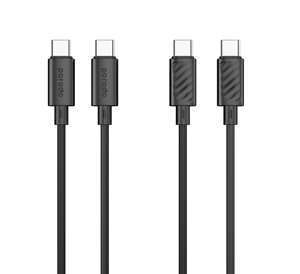 Porodo Blue 60W PD Type C to C PVC Cable 1.2M - Black