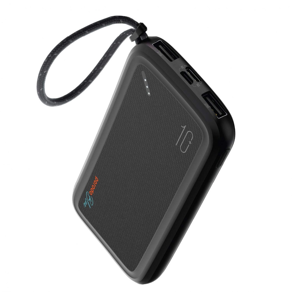 Porodo Blue Power Bank 10000mAh ( Dual USB-A Output + Type-C & Micro USB Input ) - Black