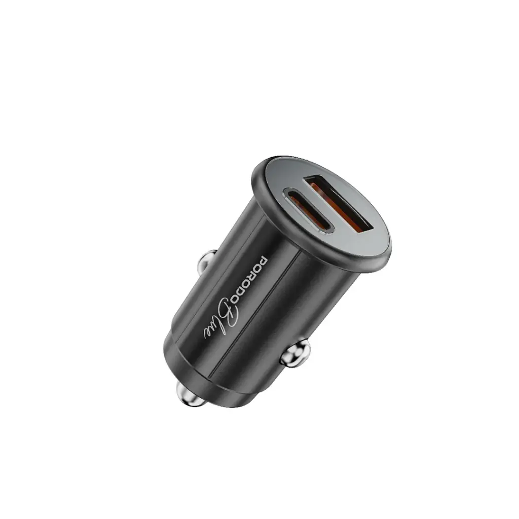 Porodo Blue Dual Port 30W Car Charger - Black