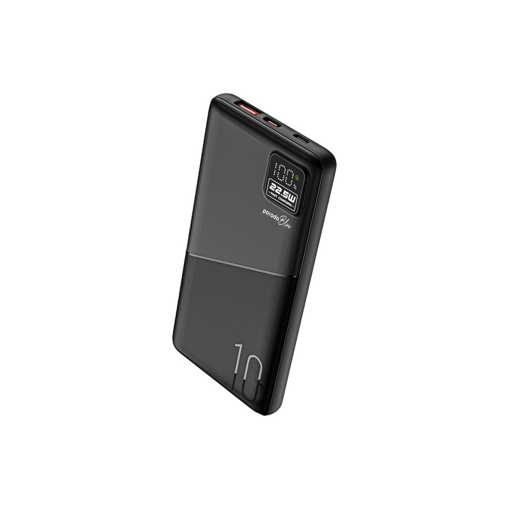 Porodo Blue 10000mAh Quick Charge Power Bank USB-A and USB-C Output