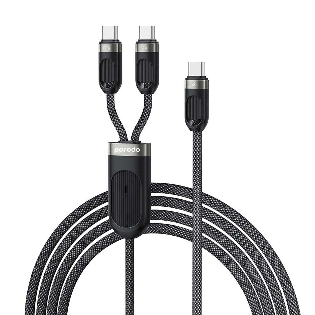 Porodo Dual Type-C Fast Charging Cable USB-C PD Input - Black