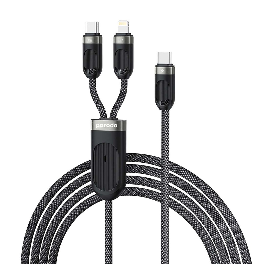 Porodo Type-C & Lightning Fast Charging Cable - Black