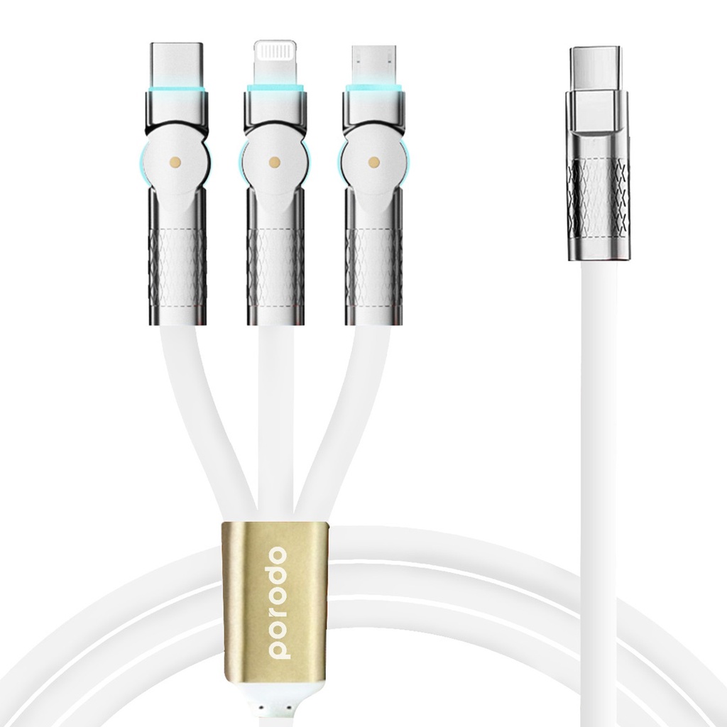 Porodo PD100W Three-in-one Cable 180 Degrees Rotation: 1.2M
