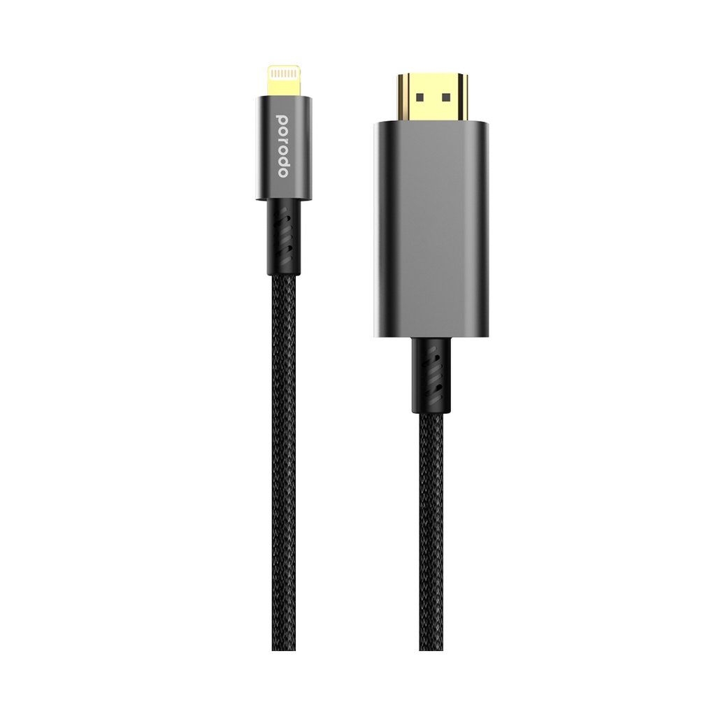 Porodo 4K HDMI to Type Lighting Cable 1.8M - Black