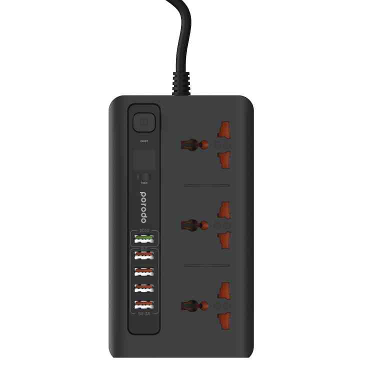 Porodo 4 USB Port 3.4A + 1 QC 3.0 with 3 Universal Power Sockets 10A
