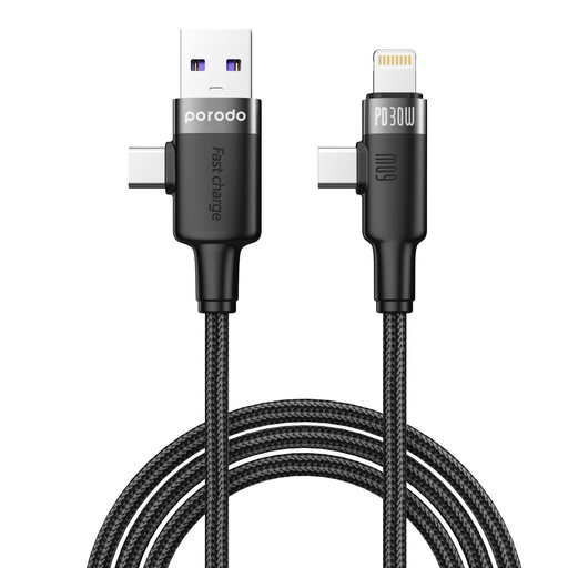 Porodo Braided 60W USB-AType C to CC-L Fast Charging Cable 1.2M