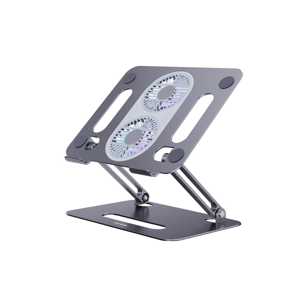 Porodo Alum. alloy Adjustable Laptop Stand with Cooling Fan- Grey