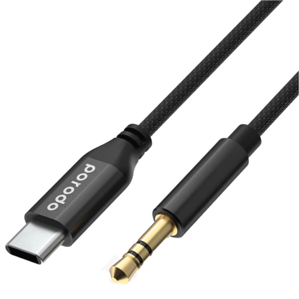Porodo Braided Aluminum Type-C to 3.5mm AUX Cable 1.2M