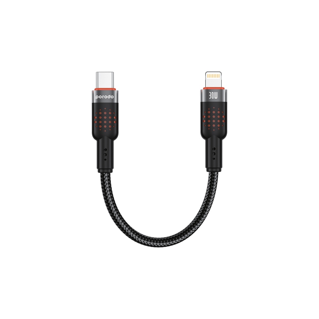 Porodo Braided Cable USB-C to Lightning - Black