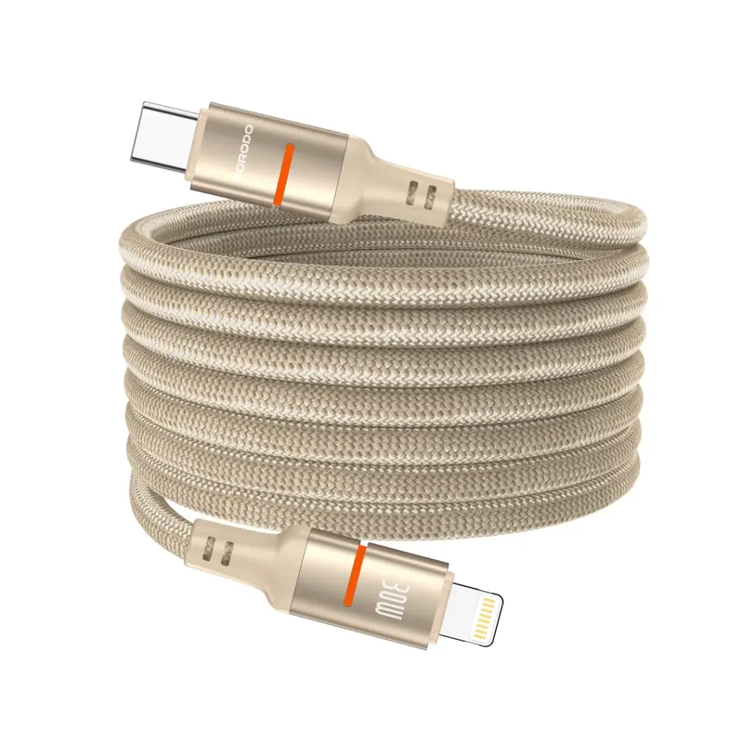 Porodo 30W Type-C to Lightning Magnetic Braided Cable 3M