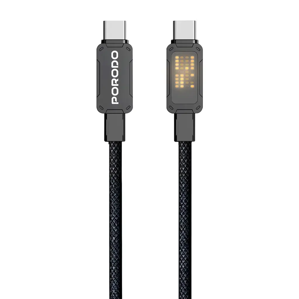 Porodo USB-C to USB-C/Lightning Braided Cable - Black