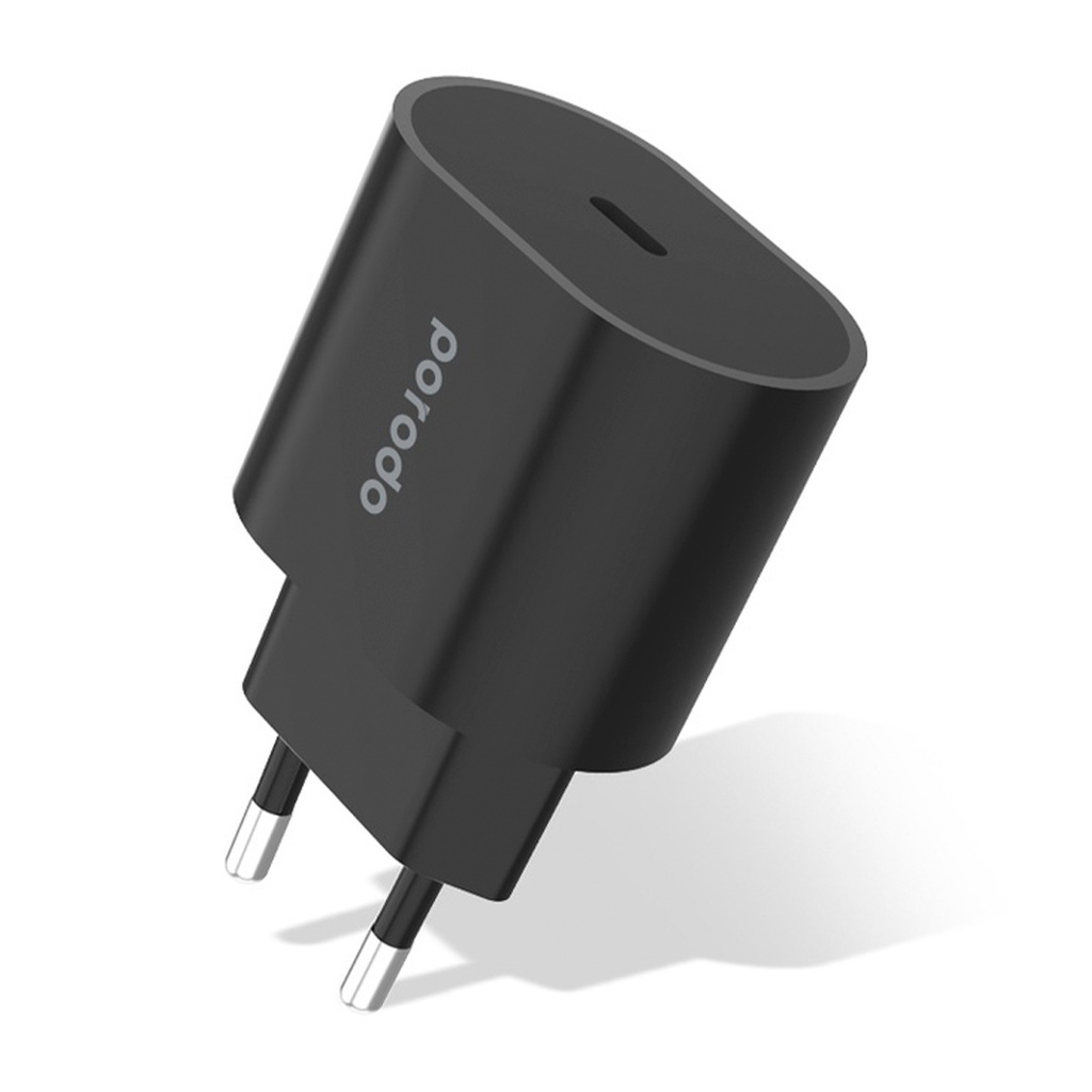 Porodo 20W Single C Port PD Charger EU - Black