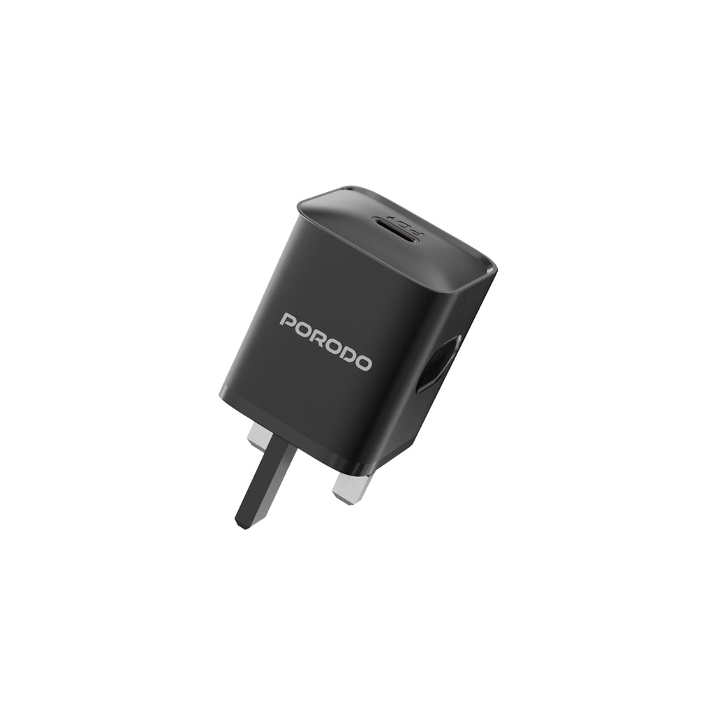 Porodo USB-C Power Delivery Wall Charger with Lightning Cable - Black