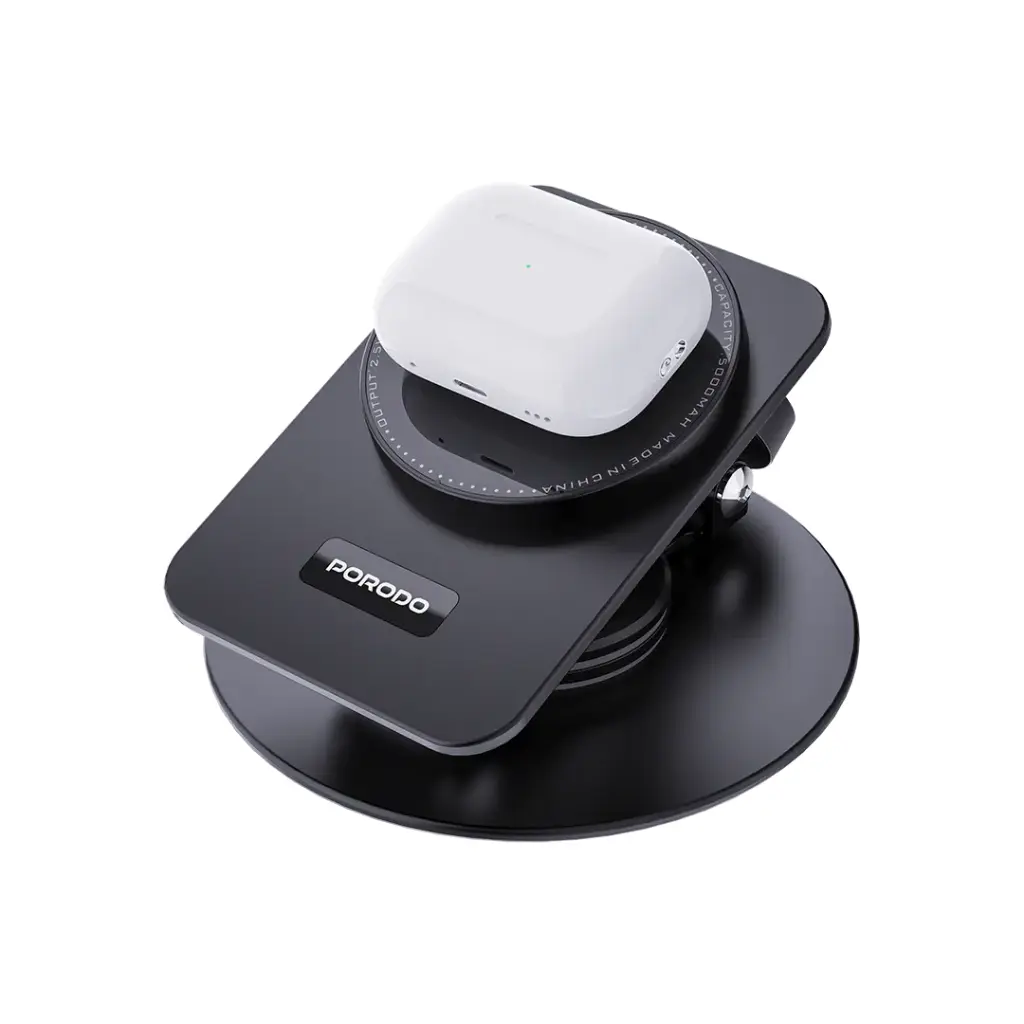 Porodo Wireless Charging Rotating Stand - Black