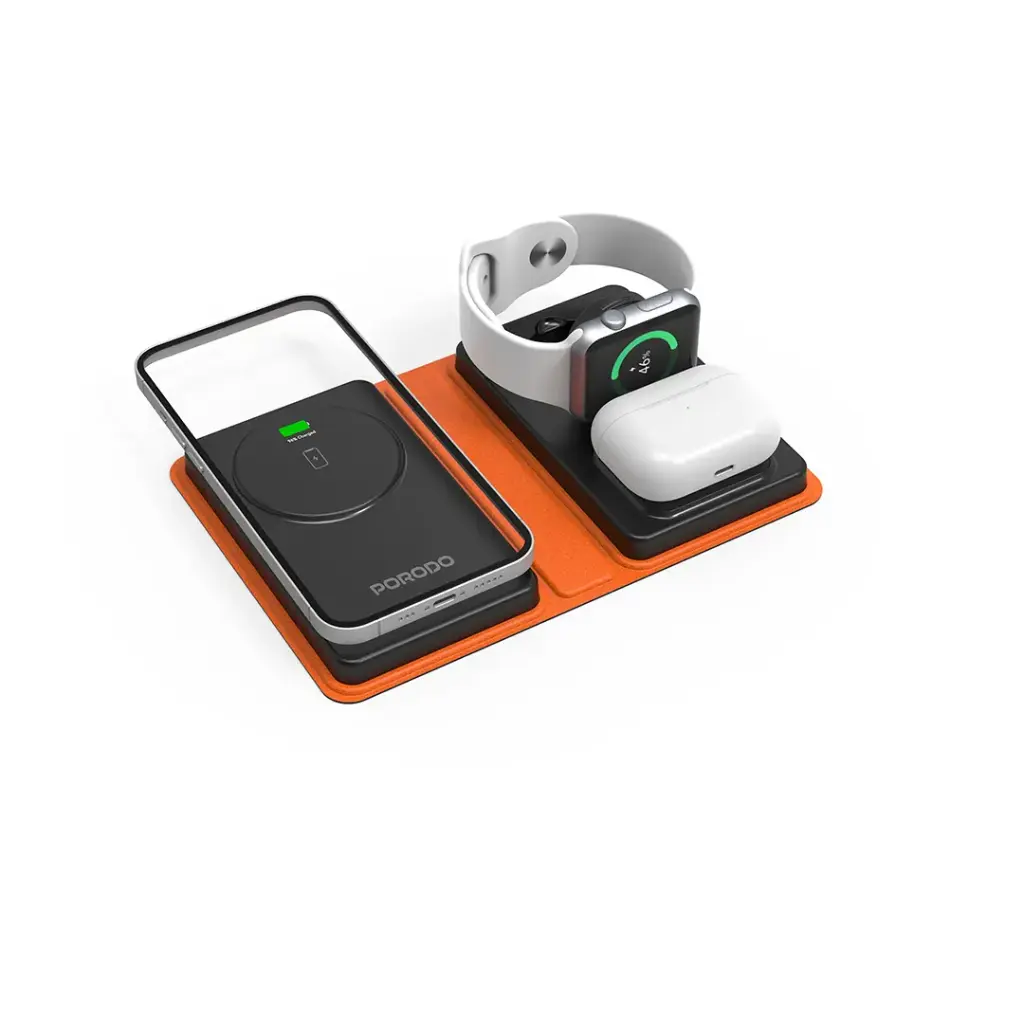 Porodo 8000mAh Folding 4-Device Charger - Black