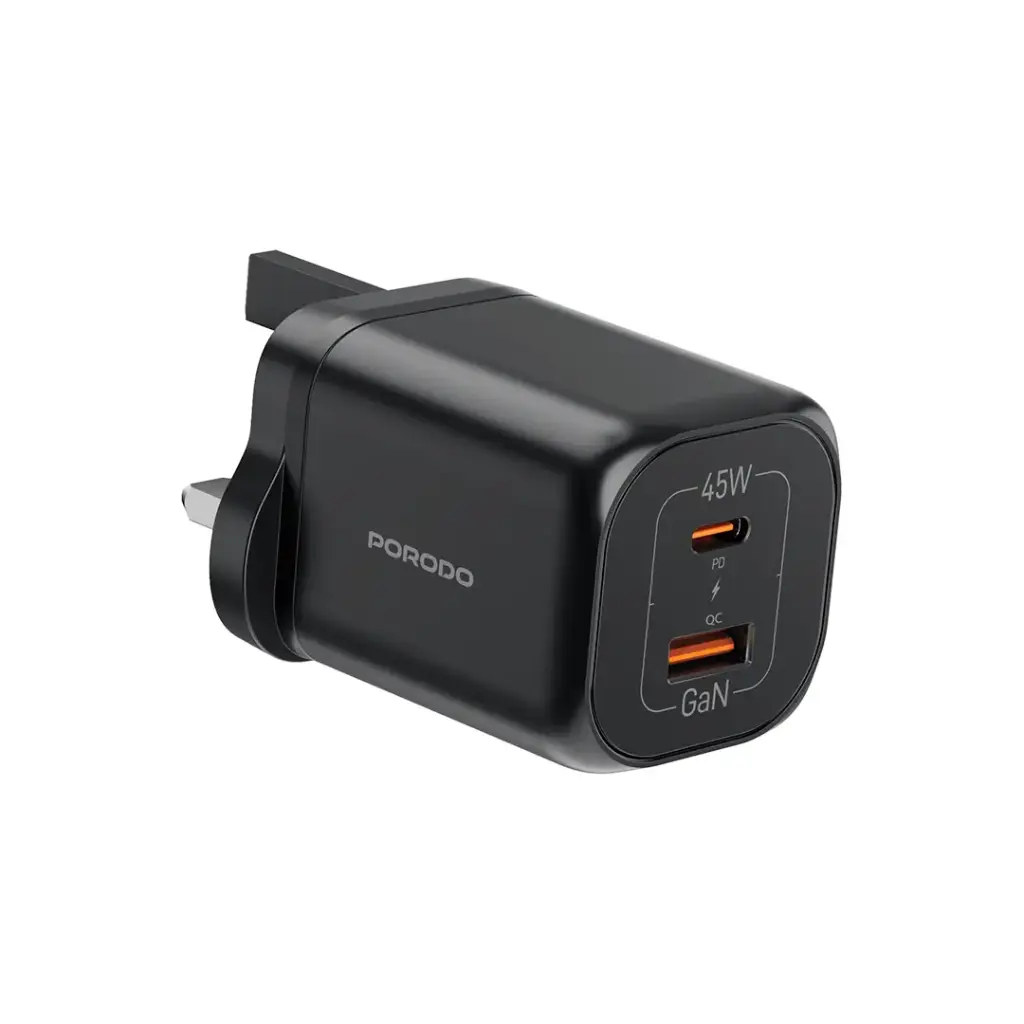 Porodo Dual-Port Quick Charger - Black