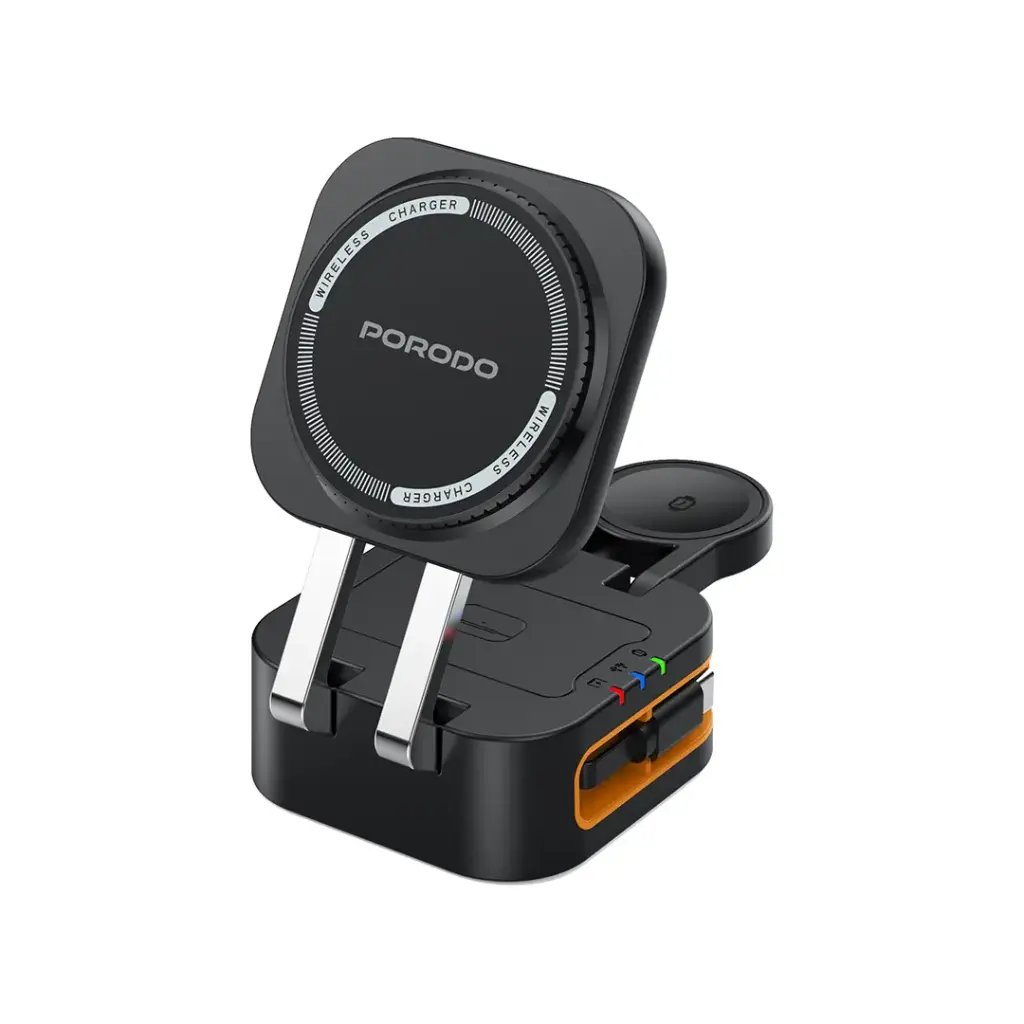 Porodo Pocket-Sized Folding Wireless Charger - Black