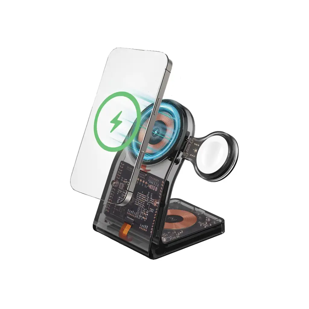Porodo Transparent Shell Wireless Charging Stand - Black