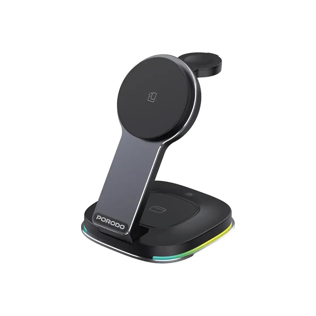 Porodo Compact Folding Wireless Charging Stand - Black