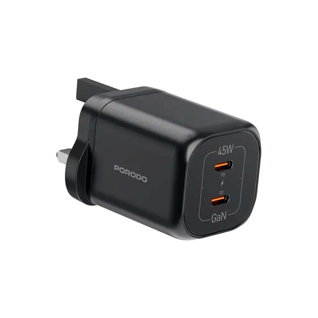 Porodo Dual USB-C Quick Charger - Black