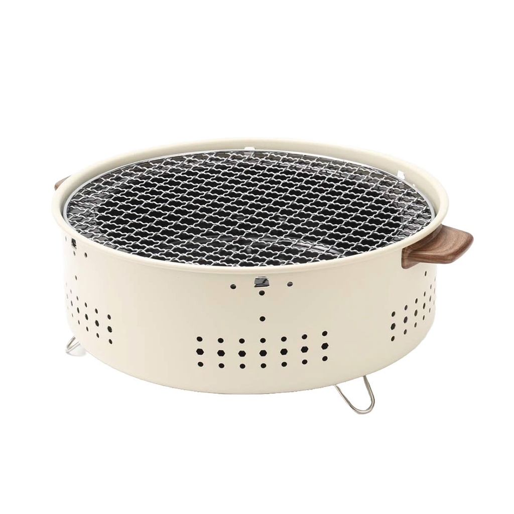 Porodo Lifestyle Camping Mini Outdoor Round BBQ/Charcoal Grill - Light Brown
