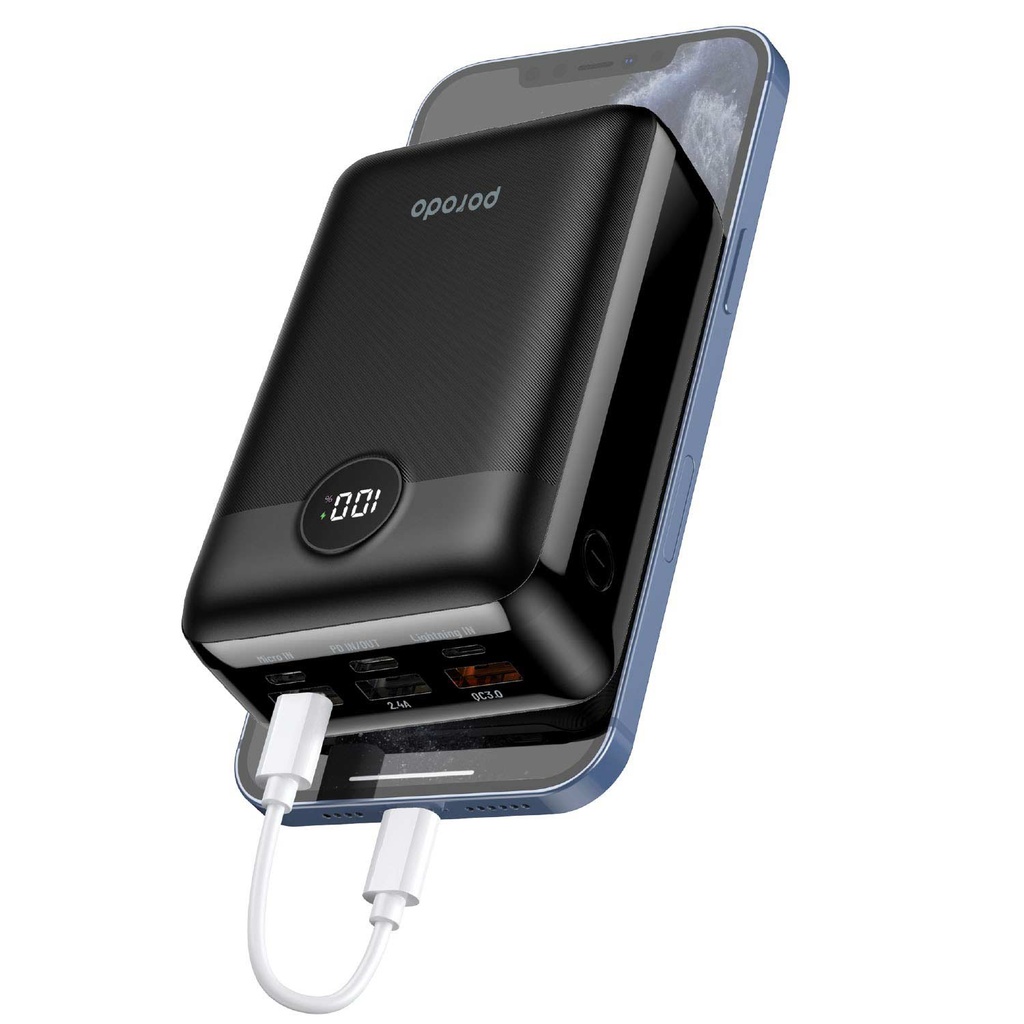 Porodo Super Compact Power Bank 30000mAh PD 20W QC3.0 - Black