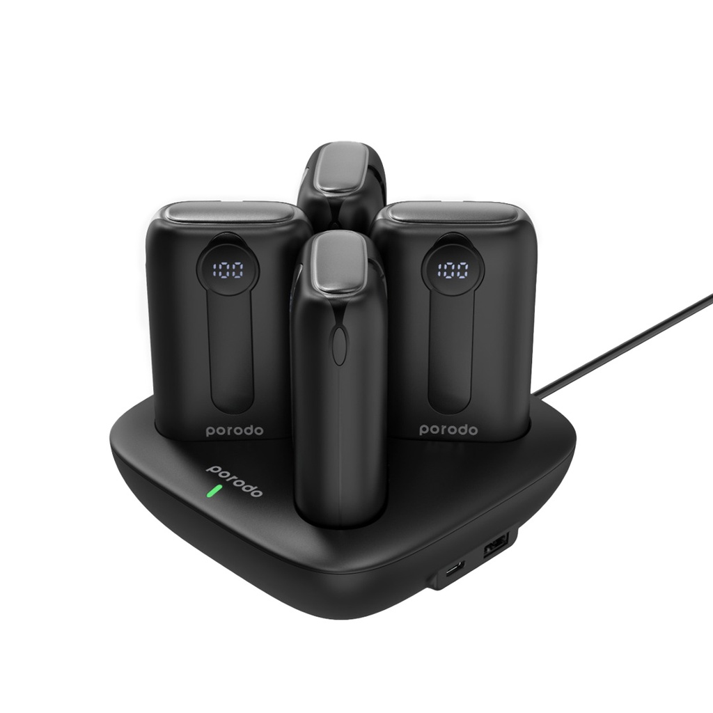 Porodo 10000mAh | 4 Power Bank Station Lightning & Type-C Integrated Cable