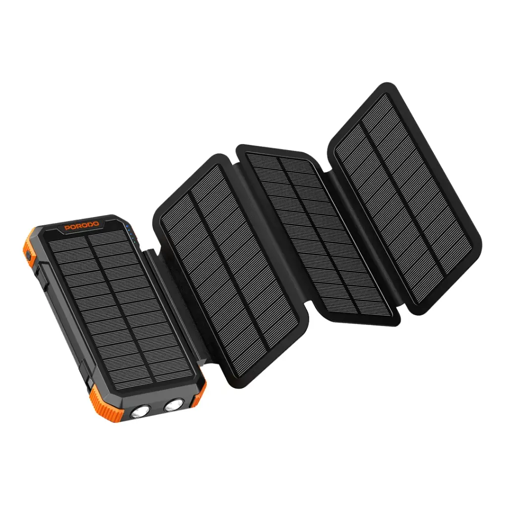 Porodo Power Bank 20000mAh 4-Panel Solar - Black