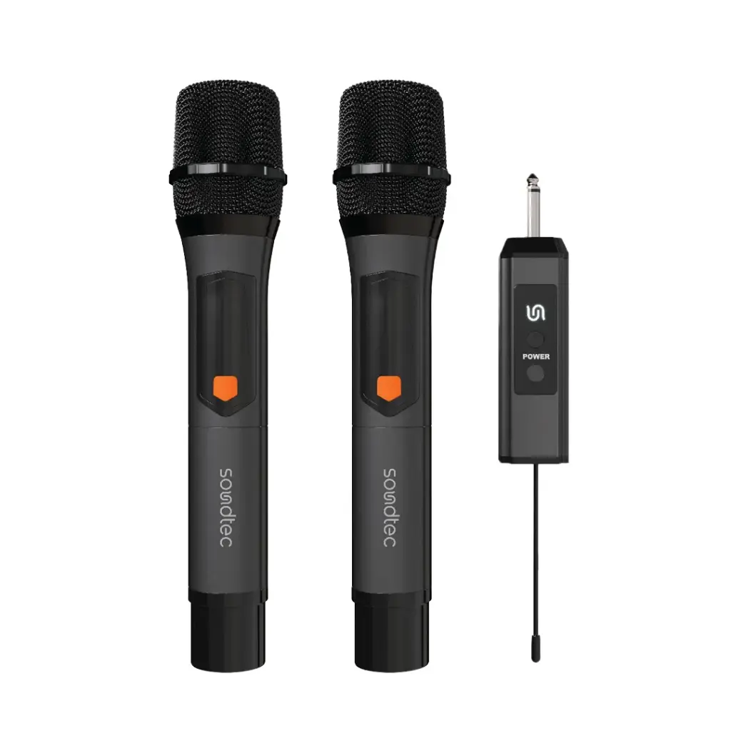 Porodo Soundtec Duo Mic Aluminum Rechargeable Wireless Microphone - Black