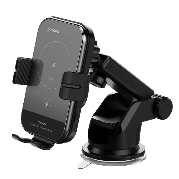 Porodo Phone Holder And Fast Wireless Car Charger (2 in 1)