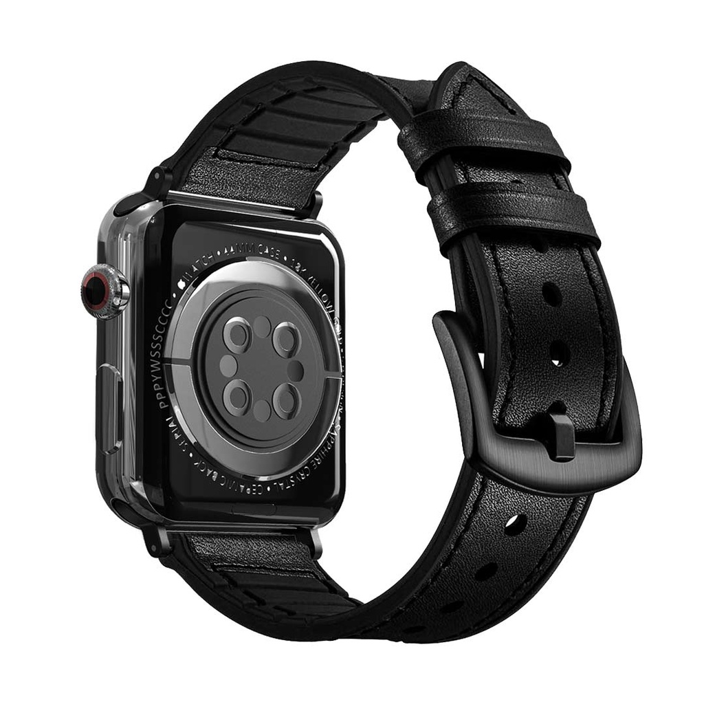 Porodo iGuard by Porodo Leather + Silicone Watch Band for Apple Watch 44mm / 45mm