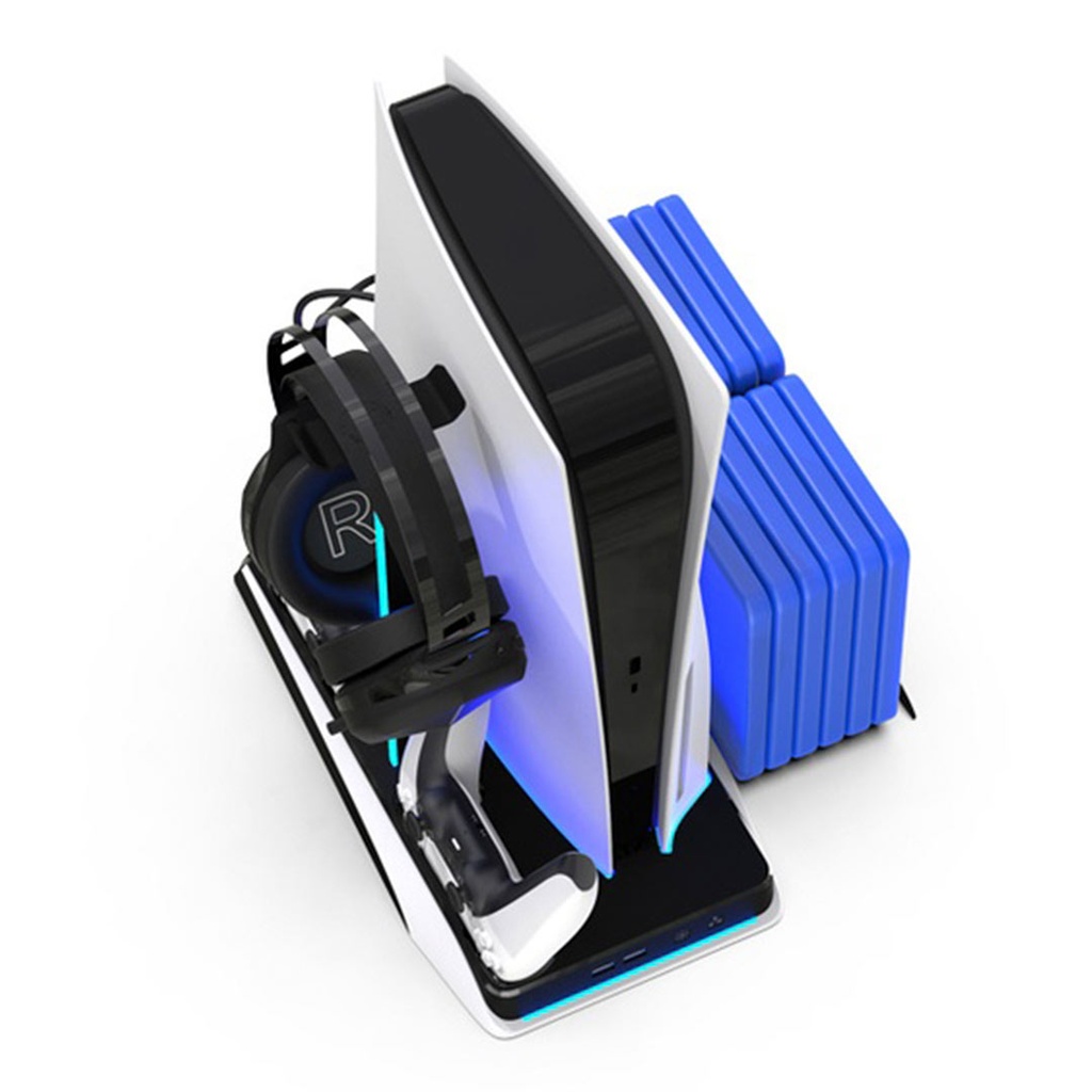 Porodo Gaming Multi-Function PS5 and Headphone Cooling and Charging Hub - Black/White