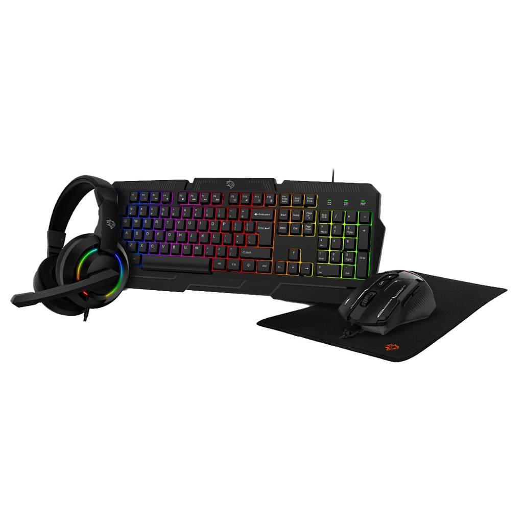 Porodo Gaming 4in1 Combo with Keyboard, Headphone, Mouse and Mouse Pad - Black