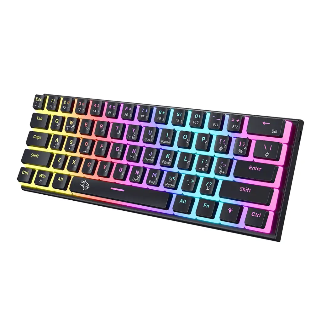 Porodo Gaming 61 Keys Pudding Mechanical Keyboard  - Black