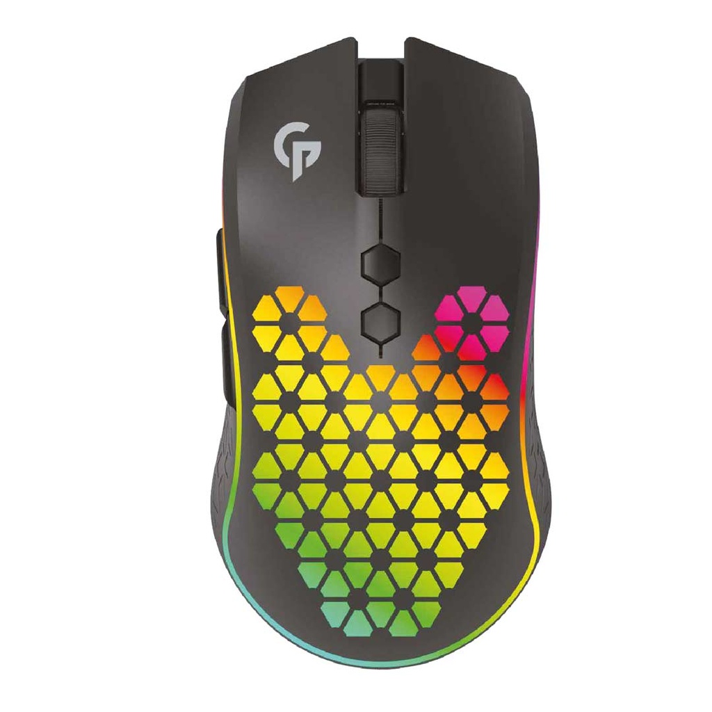 Porodo Gaming 9D Wireless RGB Mouse 10000 DPI with Built-In Rechargeable Battery 600mAh - Black