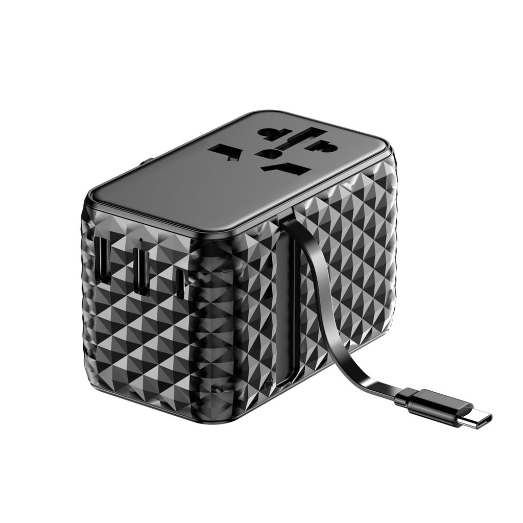 Powerology GaN Universal Charger Retractable Type-C Cable