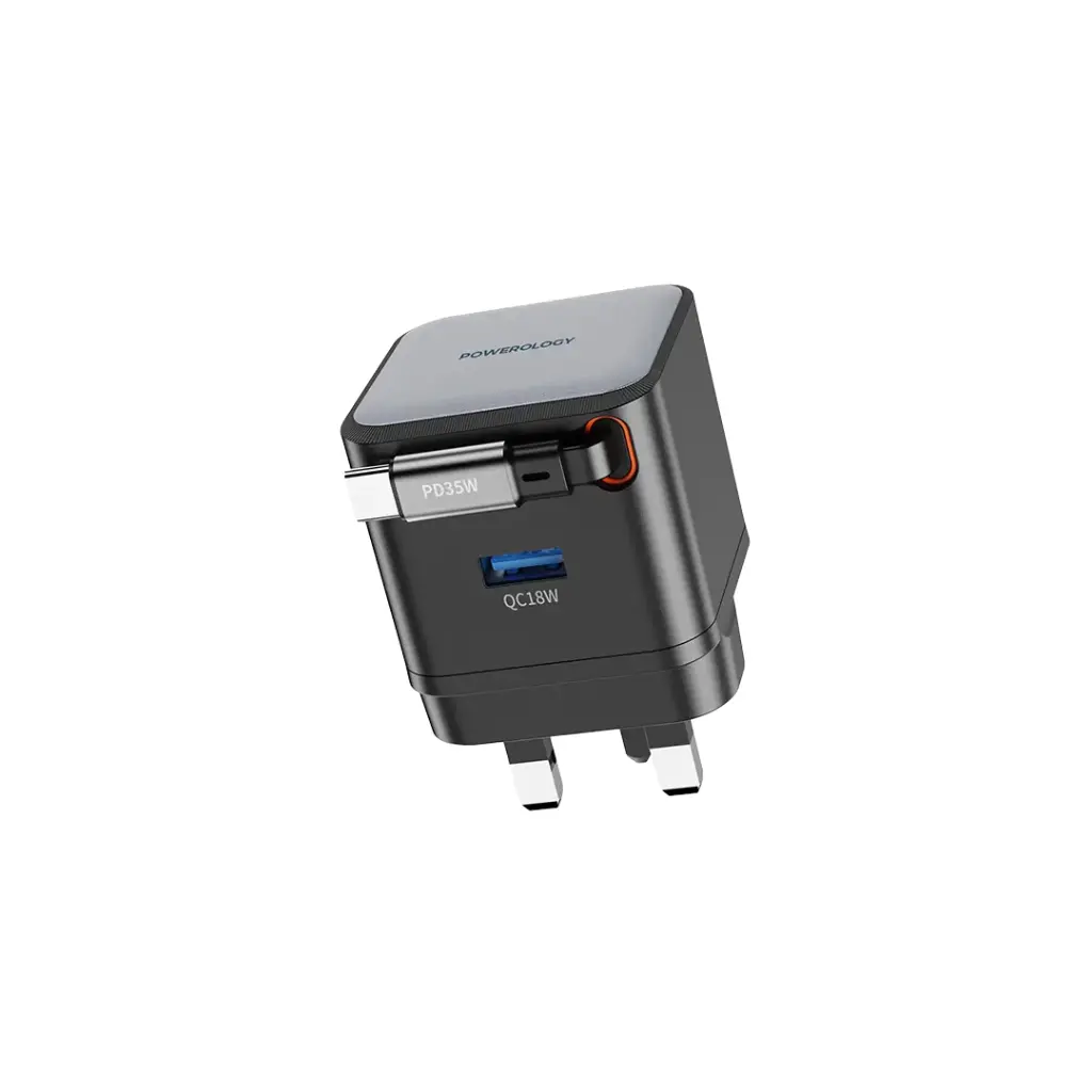 Powerology Single Output | Retractable GaN Charger