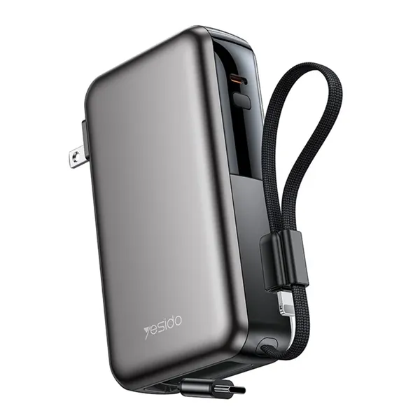 YESIDO YP90 22.5W Dual Mode Power Bank, Retractable USB-C Cable