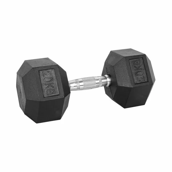 Shen Rubber Commercial Hexagonal Dumbbell 20kg with Chrome Handle