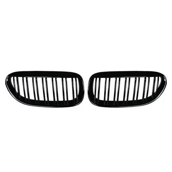 Front Bumper Show Grill Glossy Black CC-1580 Compatible With BMW 6 Series E63 2004-2010