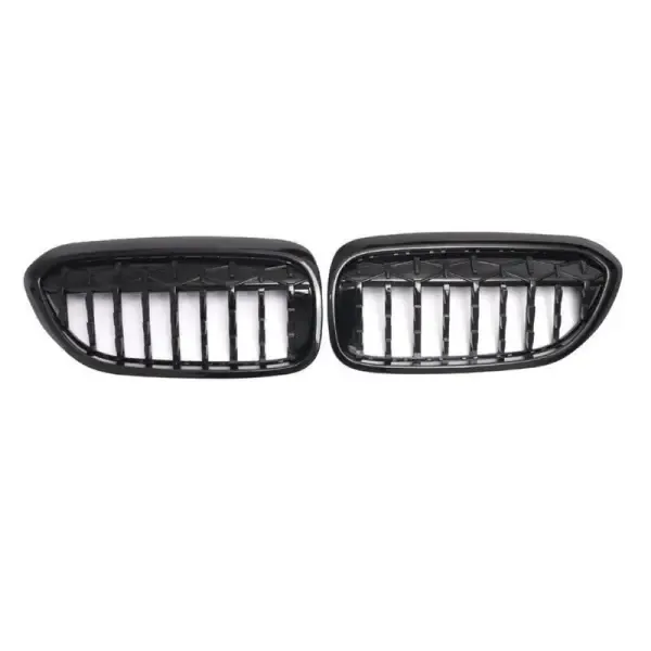 Front Bumper Show Grill Diamond Black Single Line CC-3045 Compatible With Bmw 5 Series G30 2017-2021