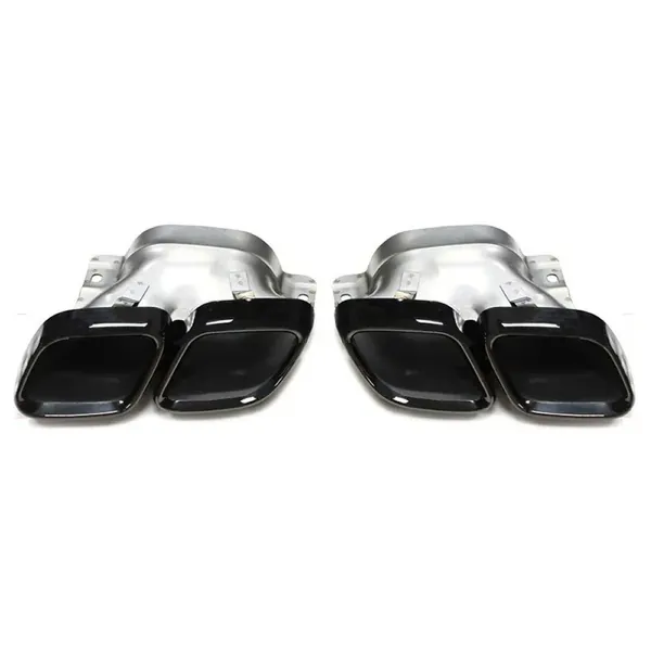Rear Bumper Upgrade Convert To Amg Amg C63 Exhaust Tip Pipe Dual Chrome Black Gc W206-006 Bl CC-9546 Compatible With Mercedes Benz C Class W206 2022-2025