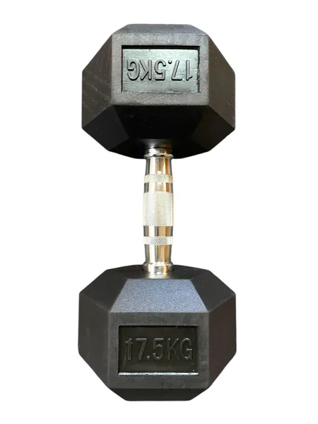 i-fitness Single 17.5kg Rubber Hexagon Dumbbells