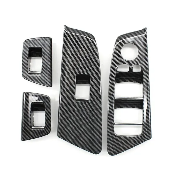Car Interior Door Window Lifting Switch Button Control Panel Outer Cover Trim Carbon Fiber Look 51417438578r 7438583l 7438809l 7438810r CC-9759 Compatible With Bmw 5 Series G30 2018-2024
